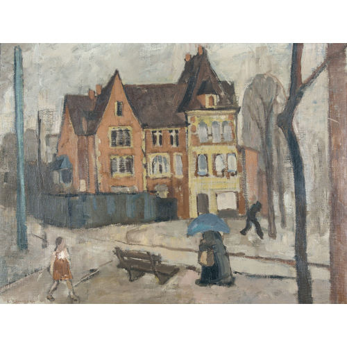 ERNST BAUMANN : 'Am Wettsteinplatz in Basel' (DOBIASCHOFSKY AUKTIONEN AG)