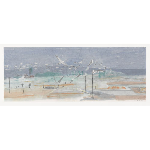 HERMANN-ALFRED SIGG : Vogelschwarm �ber ebener Landschaft (DOBIASCHOFSKY AUKTIONEN AG)