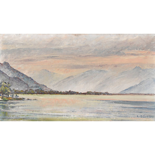 LOUIS D�RR : Landschaftspartie mit See im Dunst (DOBIASCHOFSKY AUKTIONEN AG)