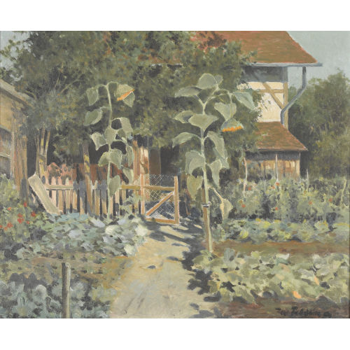 WALTER) FELBRA (EIGTL. FELLER-BRAND : Bauerngarten mit Sonnenblumen (DOBIASCHOFSKY AUKTIONEN AG)