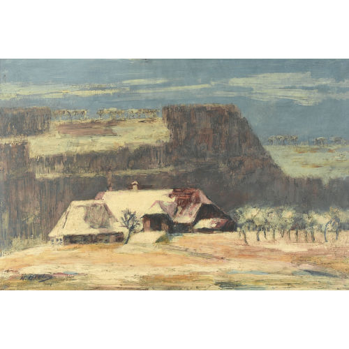 WALTER KREBS : Winterliche Landschaft mit Bauernhof im Bernbiet (DOBIASCHOFSKY AUKTIONEN AG)