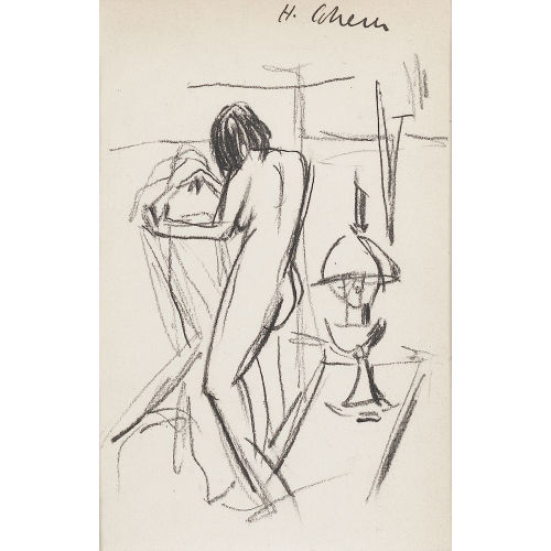 HERMANN SCHERER : Unbekleidete Figur in Zimmer (DOBIASCHOFSKY AUKTIONEN AG)