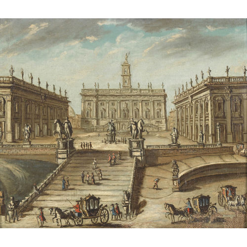 GIOVANNI PAOLO PANNINI : Ansicht des Kapitols in Rom mit Figurenstaffage (DOBIASCHOFSKY AUKTIONEN AG)