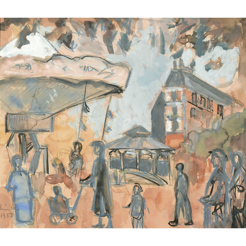 CARL WALTER LINER : Karussell in Paris mit Figurenstaffage (DOBIASCHOFSKY AUKTIONEN AG)