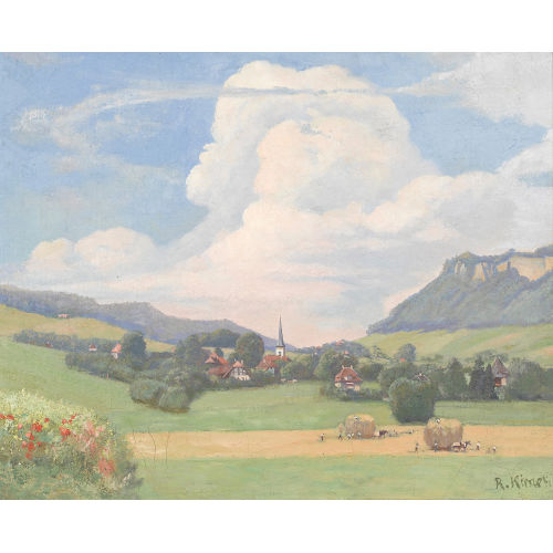 ROBERT KIENER : Sommerliche Ansicht von Bolligen (DOBIASCHOFSKY AUKTIONEN AG)