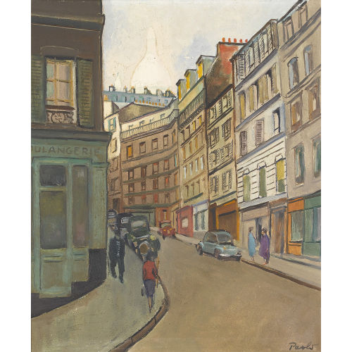 PAUL JAKOB) PAOLO (EIGTL. M�LLER : Strassenszene im Pariser Quartier Montmartre (DOBIASCHOFSKY AUKTIONEN AG)