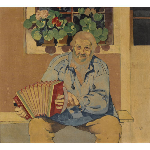 MAX BURI : Alter Mann mit Handorgel (DOBIASCHOFSKY AUKTIONEN AG)