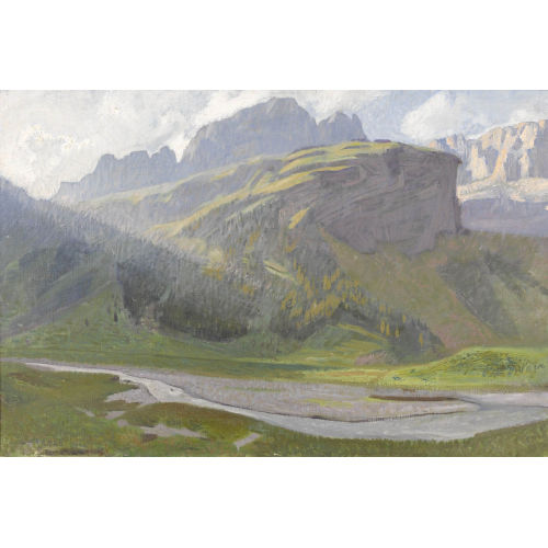 ERICH HERMES : Hochgebirgspartie mit Bach auf einem Bergplateau (DOBIASCHOFSKY AUKTIONEN AG)