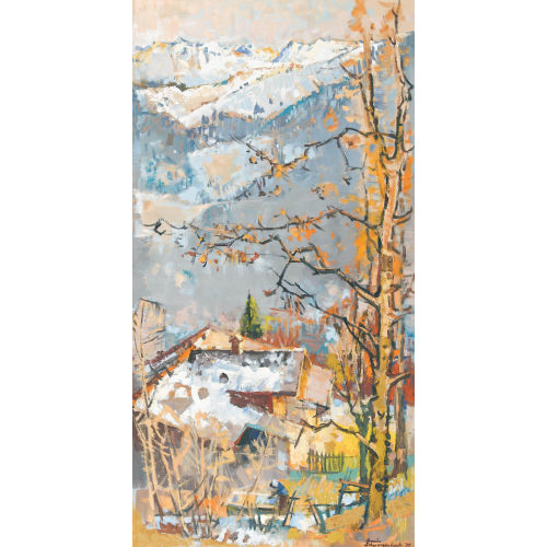 ARMIN SCHWARZENBACH : Landschaftspartie im Fr�hling mit Bauernhaus am Hang (DOBIASCHOFSKY AUKTIONEN AG)