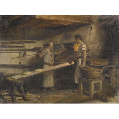 GEORG WILLY STIEBORSKY : B�cker mit Geselle vor Ofen (DOBIASCHOFSKY AUKTIONEN AG)