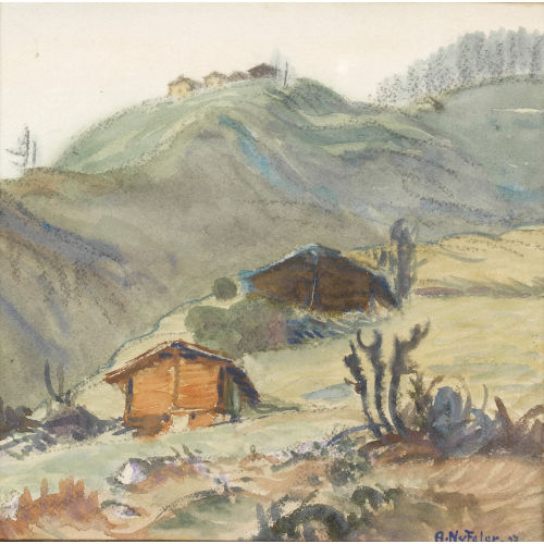 ALBERT NYFELER : Berghang im Wallis mit Chalets (DOBIASCHOFSKY AUKTIONEN AG)