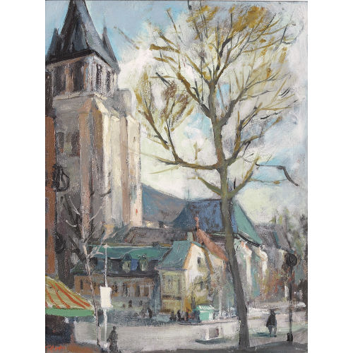 PIERRE STAMPFLI : Strassenpartie bei Saint-Germain-des-Pr�s in Paris (DOBIASCHOFSKY AUKTIONEN AG)