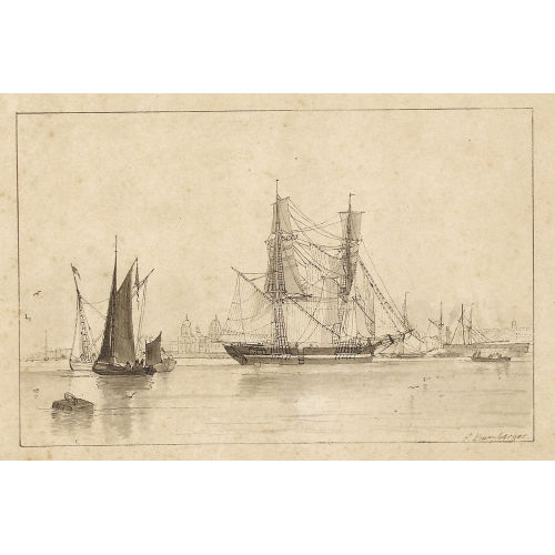 FRITZ BAMBERGER : Segelschiffe im Hafen (DOBIASCHOFSKY AUKTIONEN AG)