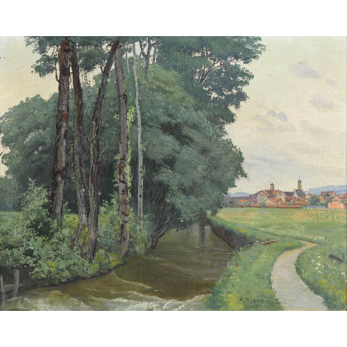 ROBERT KIENER : Oberaargauer Landschaftspartie mit Bach (DOBIASCHOFSKY AUKTIONEN AG)