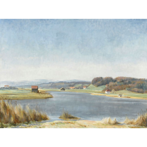 HANS ARNOLD DAEPP : Herbstliche Seeuferpartie mit Schilf im Bernbiet (DOBIASCHOFSKY AUKTIONEN AG)