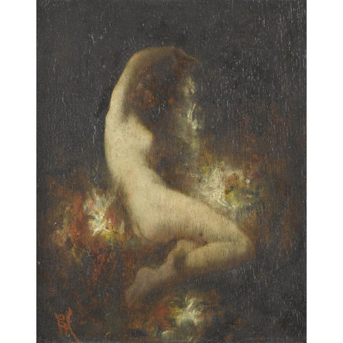 GEORGE HOWLAND : Sitzender Akt einer Nymphe in Blumenmeer (DOBIASCHOFSKY AUKTIONEN AG)