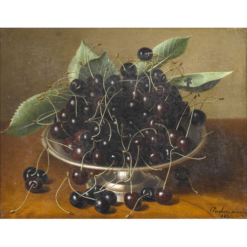 CHARLES POUCHON : Stillleben mit Kirschen in eherner Schale (DOBIASCHOFSKY AUKTIONEN AG)