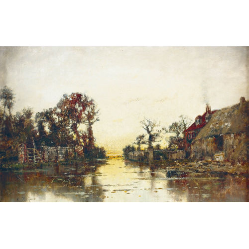 KARL HEFFNER : Abendliche Flussuferpartie (DOBIASCHOFSKY AUKTIONEN AG)
