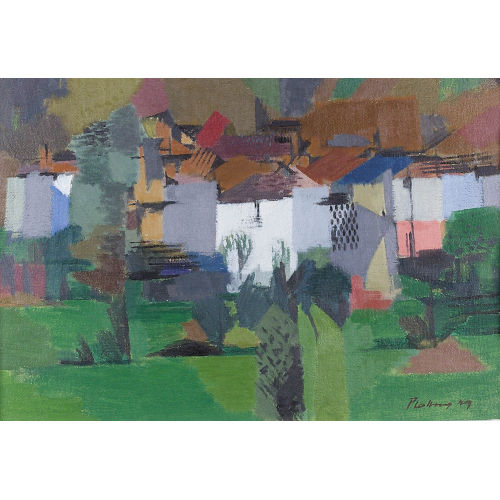 HERMANN PLATTNER : Landschaft mit kleiner Ortschaft (DOBIASCHOFSKY AUKTIONEN AG)