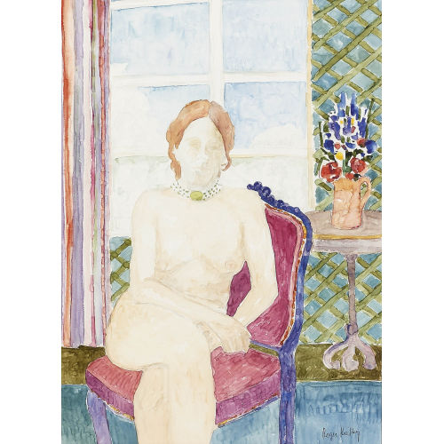 ROGER KATHY : Interieur mit unbekleideter junger Frau (DOBIASCHOFSKY AUKTIONEN AG)