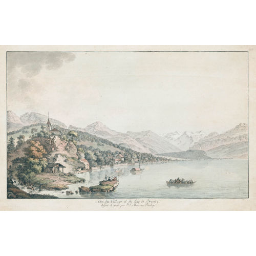 JOHANN LUDWIG ABERLI : 'Vue du Village et du Lac de Brientz.' (DOBIASCHOFSKY AUKTIONEN AG)