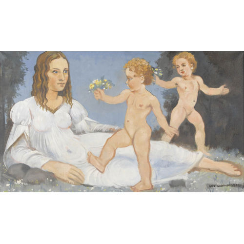HANS GARTMEIER : Junge Frau mit Amoretten im Gras (DOBIASCHOFSKY AUKTIONEN AG)