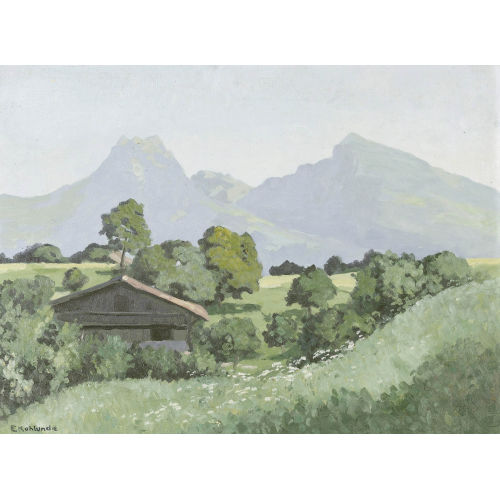 EKKEHARD KOHLUND : Partie im Berner Oberland mit Blick auf das Justistal (DOBIASCHOFSKY AUKTIONEN AG)