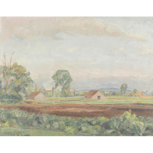 TRAUGOTT SENN : Sommerlandschaft mit zwei H�usern (DOBIASCHOFSKY AUKTIONEN AG)