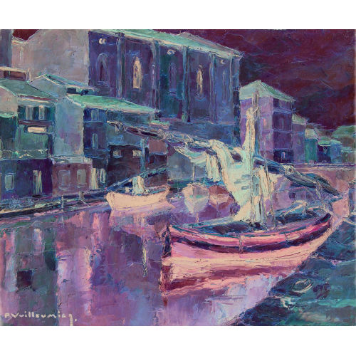 PAUL JEAN SAMUEL VUILLEUMIER : Kanal mit Segelbooten (DOBIASCHOFSKY AUKTIONEN AG)