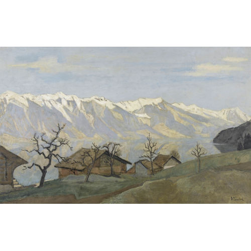 VICTOR SURBEK : Blick auf den Brienzersee oberhalb von Iseltwald (DOBIASCHOFSKY AUKTIONEN AG)