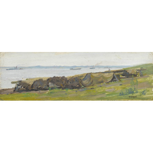 ALBERT MARQUET : K�stenpartie mit Anlegestelle und Dampfbooten (DOBIASCHOFSKY AUKTIONEN AG)