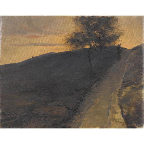 NATHANAEL LEMAITRE : H�gellandschaft mit Wanderer bei Sonnenuntergang (DOBIASCHOFSKY AUKTIONEN AG)