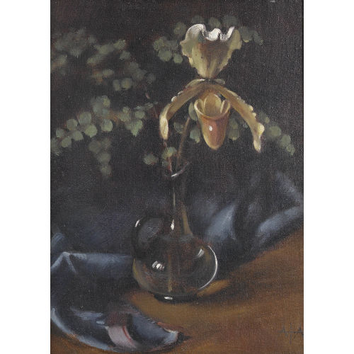 ALFRED ANKLIN : Stillleben mit Orchidee in Glasvase (DOBIASCHOFSKY AUKTIONEN AG)