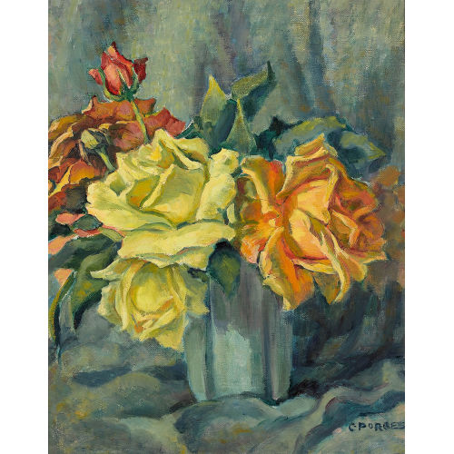 CLARA PORGES : Stillleben mit gelben und roten Rosen (DOBIASCHOFSKY AUKTIONEN AG)