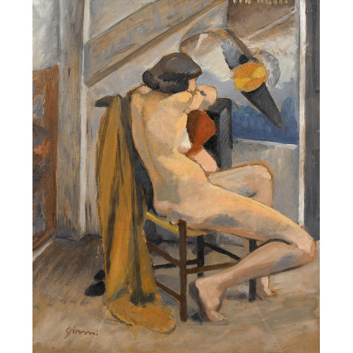 WILHELM GIMMI : Sitzender weiblicher R�ckenakt in Interieur (DOBIASCHOFSKY AUKTIONEN AG)