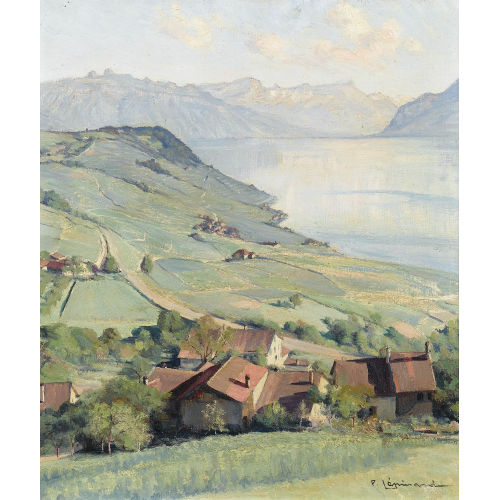 PAUL LEPINARD : Ansicht des Lavaux mit dem Genfersee (DOBIASCHOFSKY AUKTIONEN AG)