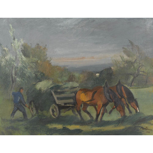 ERNEST BOLENS : Bauer mit von Pferden gezogenem Heuwagen (DOBIASCHOFSKY AUKTIONEN AG)