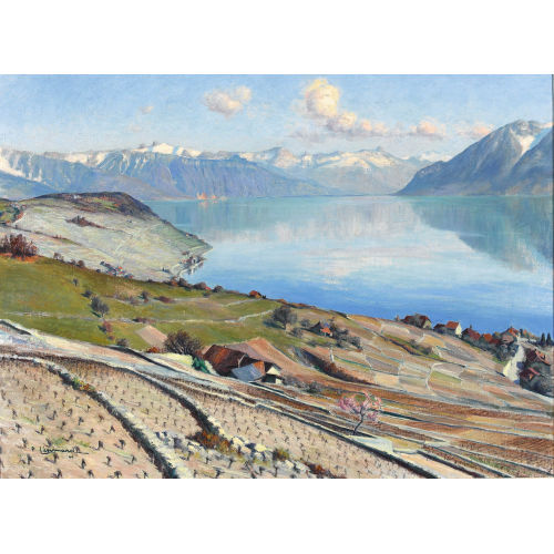 PAUL LEPINARD : Sonnige Ansicht des Lavaux am Genfersee (DOBIASCHOFSKY AUKTIONEN AG)