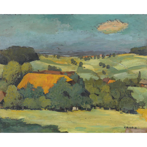 FERNAND RIARD : Berner H�gellandschaft mit Bauernh�usern (DOBIASCHOFSKY AUKTIONEN AG)