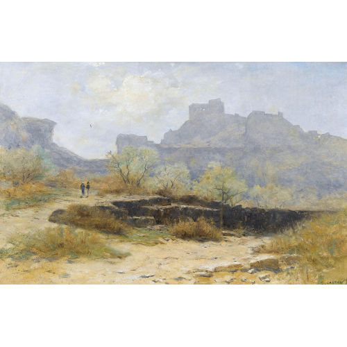 GUSTAVE EUGENE CASTAN : 'Vue des Baux en Provence pr�s d′Arles' (DOBIASCHOFSKY AUKTIONEN AG)