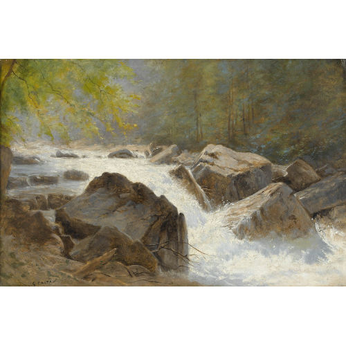 GUSTAVE EUGENE CASTAN : Wilder Gebirgsbach mit Wasserfall (DOBIASCHOFSKY AUKTIONEN AG)