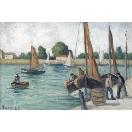MAXIMILIEN LUCE : Hafenpartie von Honfleur mit Seglern (DOBIASCHOFSKY AUKTIONEN AG)