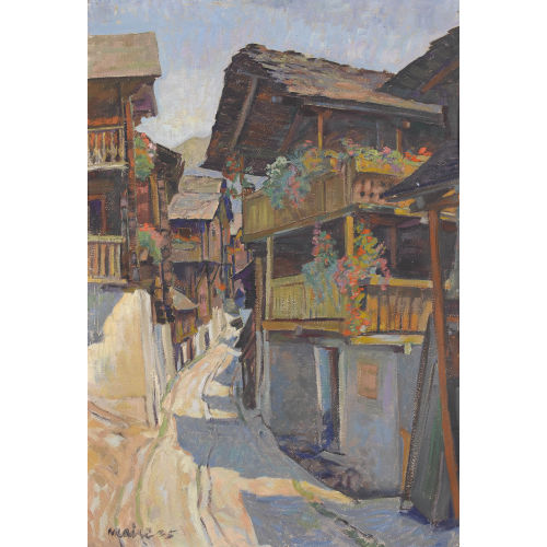 FERDINAND HENRI MAIRE : Sommerliche Strassenpartie in Grimentz (DOBIASCHOFSKY AUKTIONEN AG)