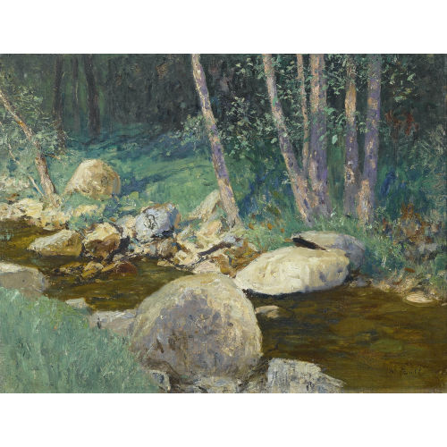 ALFRED ZOFF : Sonnige Waldpartie mit Bach (DOBIASCHOFSKY AUKTIONEN AG)