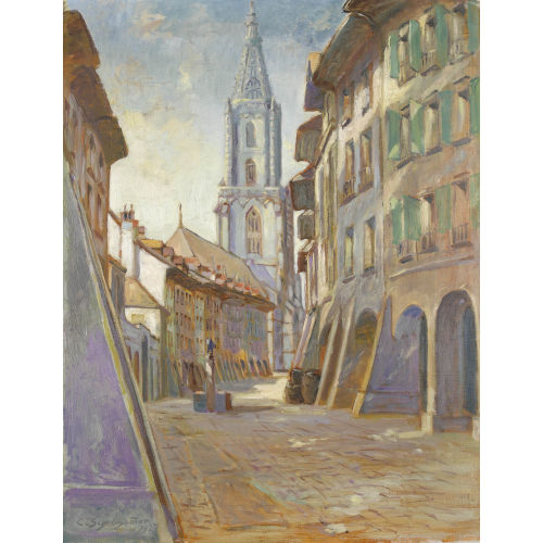 CARL SCHELLHAMMER : Junkerngasse mit M�nster in Bern (DOBIASCHOFSKY AUKTIONEN AG)