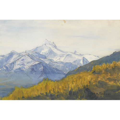 ALBERT NYFELER : Herbstliche Gebirgspartie mit Bietschorn (DOBIASCHOFSKY AUKTIONEN AG)