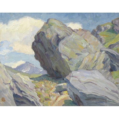 MARTHA CUNZ : Gebirgspartie mit schroffen Felsen (DOBIASCHOFSKY AUKTIONEN AG)