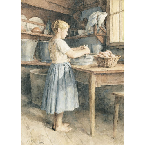 ALBERT ANKER : 'Stehendes M�dchen, Kartoffel sch�lend' (DOBIASCHOFSKY AUKTIONEN AG)
