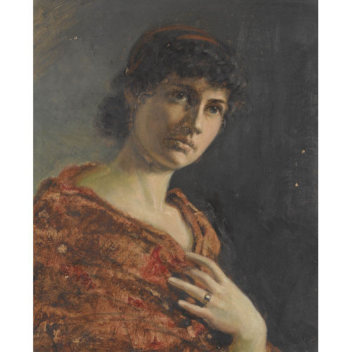 KARL GUSSOW : Brustbild einer Frau mit schwarzem Haar (DOBIASCHOFSKY AUKTIONEN AG)
