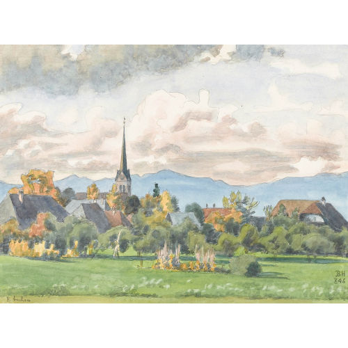 BRUNO HESSE : Herbstliche Ansicht von Herzogenbuchsee (DOBIASCHOFSKY AUKTIONEN AG)